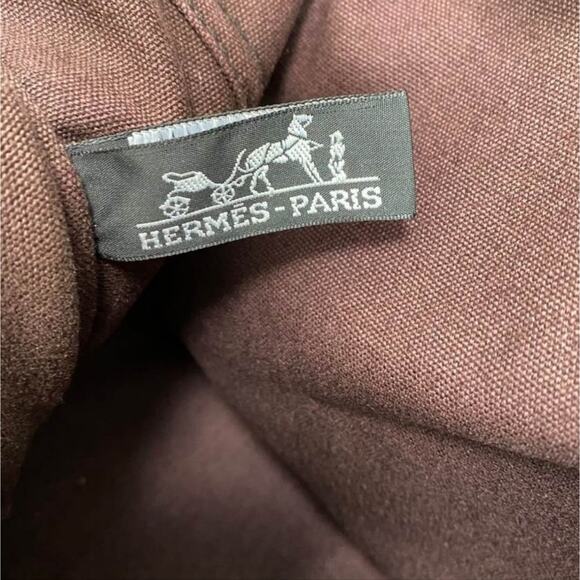 Hermes MM Fourre Canvas Tote Navy Blue and Burgundy Silver Hardware - Picture 3 of 16